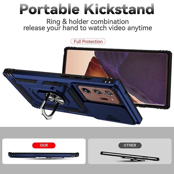 For Samsung Galaxy Note20 Ultra Skydende Camshield Holder Mobiltelefon Etui Blue