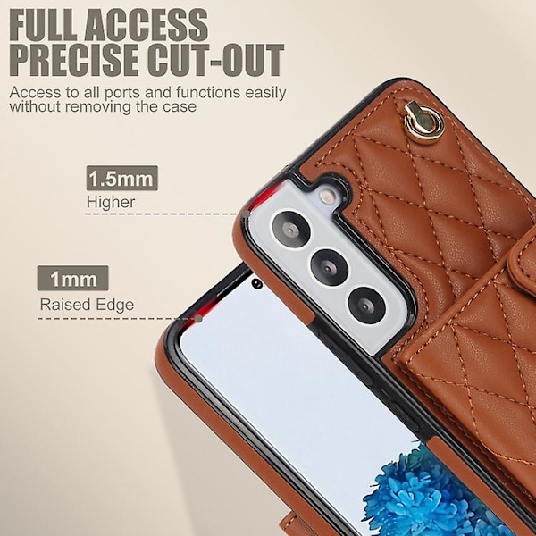 Horisontellt plånboksfodral i läder för Samsung Galaxy S22 5g, diagonalt bärbart, rombiskt Brown