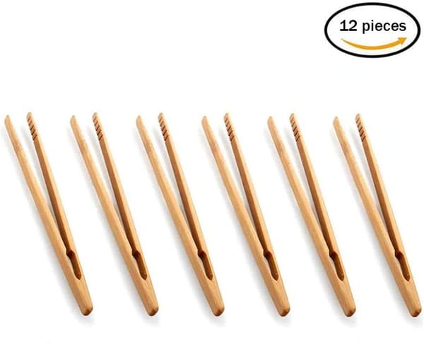 Köksångar för matlagning av te, 12 stycken köksångar i bambu, teångar i trä, bambuångar, bambuångar