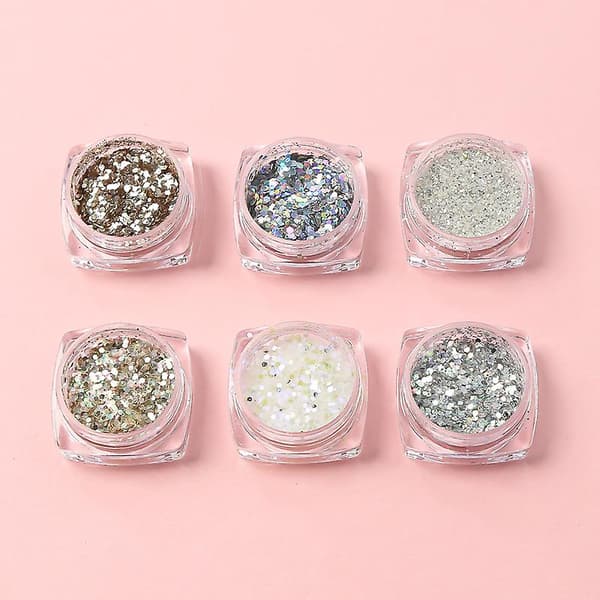 6 st Nagelglitter Glitter, Nageldekor