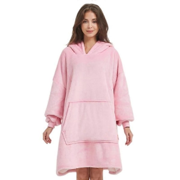 Ylisuuri Puettava Peitto Sherpa-Fleece-Huppari Mukava Pehmeä Lämmin Paksu Iso Huppari Pusero Huppari Peitto Aikuisten Naisille Tytöille Teineille PINK