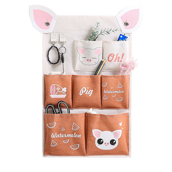 Wall Organizer Detachable Cartoon Canvas Wall-mounted Closet Hanging Storage Bag Household Supplies