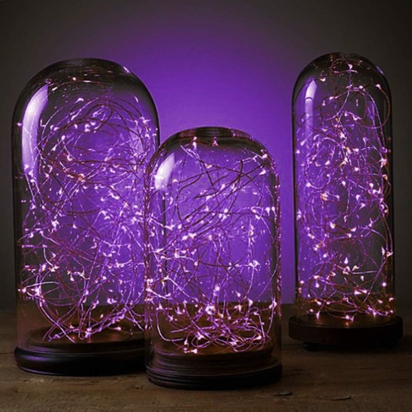 2 Sets Battery Operated Fairy Lights, 33 Feet 100 LED String Lights, Remote Control Timer, 8 Modes, 10 Meter Purple