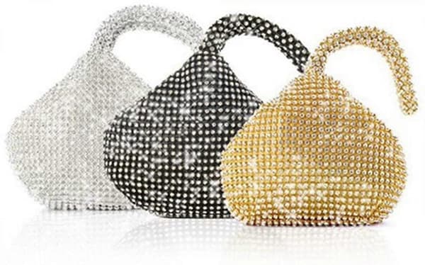 AVEKI Dam Triangle Bling Glitter Handväska Crown Box Clutch Kväll Lyxväskor Fest Bal, Silver silver