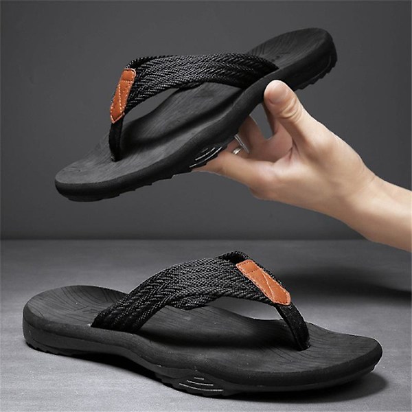 Herrar Strandtofflor, Snabbtorkande Flip-Flops, Vattentätt Grepp, Mjuk Komfort & Fotvalvsstöd black 44