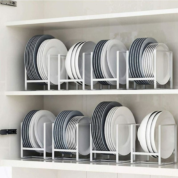 Plate Rack Organizer,2 Piece 12*14cm Plate Holders Vertical Metal Dish Storage Organizer Dying Rack For Kitchen Counter Cabinet Cupboard Camper (white