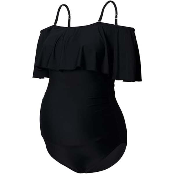 Maternity Swimsuit Women's Bikinis Tankini Summer Swimsuits Pregnancy Beachwear Black 2XL