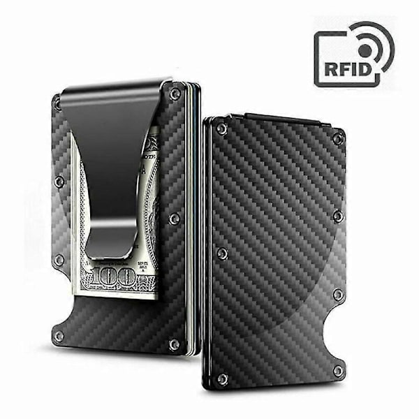 RFID Blokerende Carbon Fiber Minimalistisk Ridge Pengeclips Forlomme Mænds Tegnebog CSV
