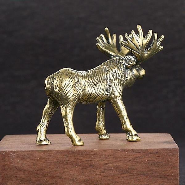 Massiv messing elg figurer retro dyr elg lille statue skrivebord ornament te kæledyr bord dekorationer håndværk tilbehør barn gaver   Fingerfærdighedsspil