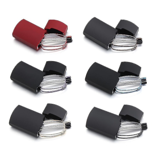 Unisex Vikbara Läsglasögon med Fodral Män Kvinnor Teleskopiska Ben Rotation Presbyopi Glasögon Synvård +1.0-4.0 - Cykelglasögon Red Strength 3.50