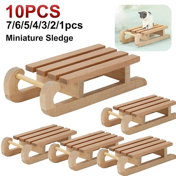 10-1stk Mini Simulering Snøslede Håndlaget Trestle Sleigh Desktop Craft Hjemmedekor Snøslede Ornament Luktfri for Dukkehus   Fingerferdighetsspill 2pcs