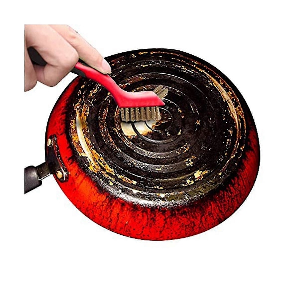 Stålbørstesett med skrape 5 stk - Nylon/messing/rustfritt stål bust med buet håndtaksgrep for