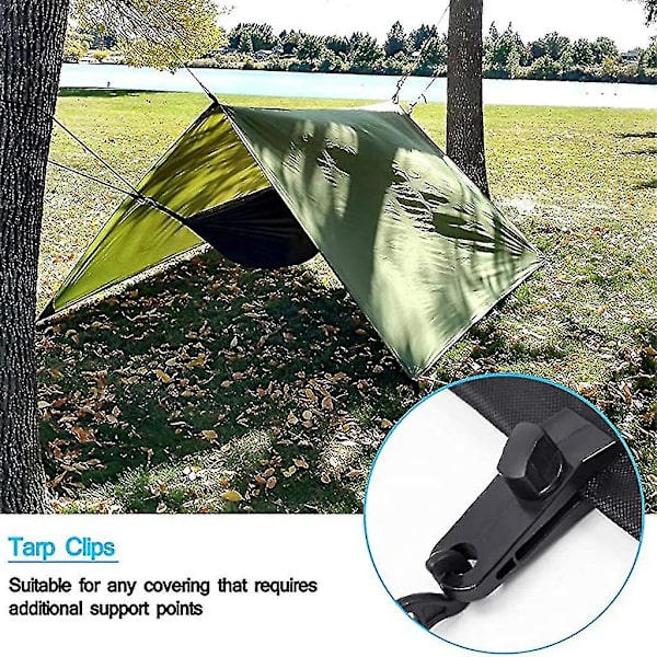 12 st Tarp-klämmor + Aluminium D-ring Karabiner Camping Markis Tältklämmor Tält Spänn Lås Grepp för Utomhus