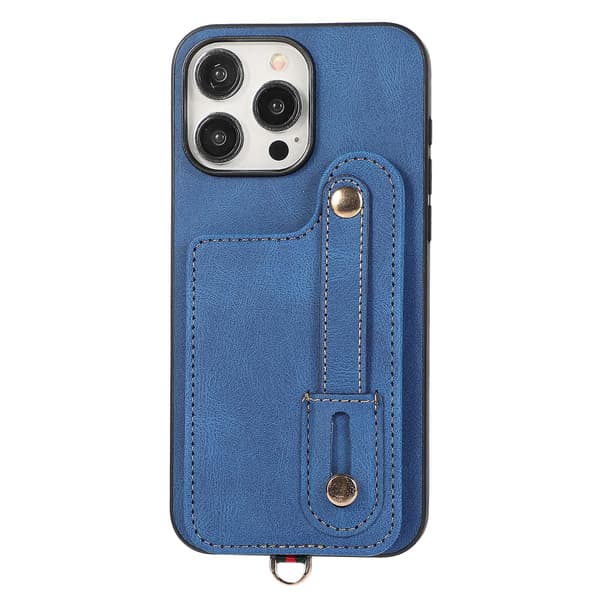 Til Iphone 14 Pro Max Etui Kickstand Kortholder Tpu+læder Telefon Cover Blue