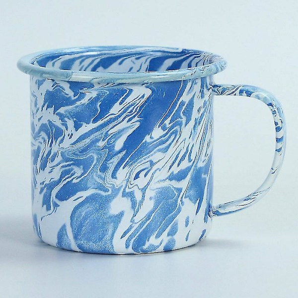 Camping Emalje Tin Metall Kanne Kaffe Te Retro Kopp Utendørs Reise Drikking Hjem Blue 8cm