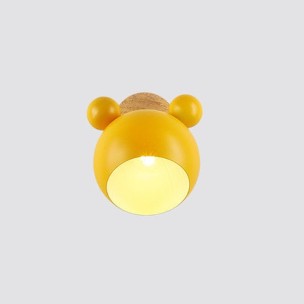 Kreativ Tegneserie Vegglampeholder i Tre, Nordisk Makron E27 LED Sengelampeholder, Barneleselampe for Gang, Stue, Loft (Rosa) Yellow Mickey Wall Light