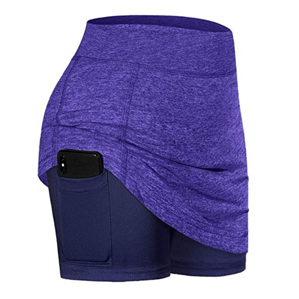 Women's Running Shorts with Lining 2 in 1 Sports Shorts with Pockets Sportswear,Purple-XL Purple XL