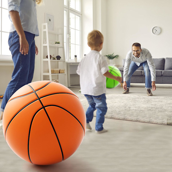 Spårad tyst boll inomhus barn tyst basketboll racket sportboll leksak baby svamp boll stativ Orange