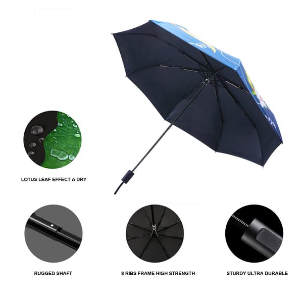 Fällbart paraply Anti-UV Resefällbart paraply Svart gummiöverdraget Stormresistent Kompakt Lätt för män och kvinnor