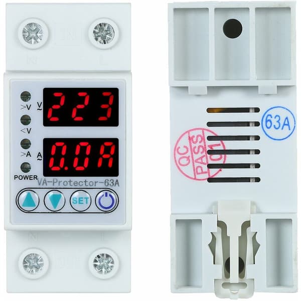 63A 220V DIN-skena Justerbar Över- och Underspänningsskydd Relä Överströmsskydd Hemanvändning Dubbel LED-display