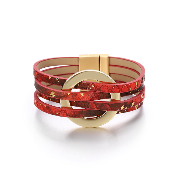 Læderarmbånd til kvinder 2022 Mode Armbånd & Armringe Elegant Multilayer Bredt Wrap Armbånd Kvindelige Smykker Gave Wine red
