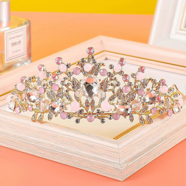 Piger Prinsesse Krone Krystal Tiara DIY Håndlavet Hårtilbehør 1 stk. (H-4)