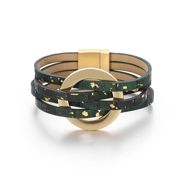 Læderarmbånd til kvinder 2022 Mode Armbånd & Armringe Elegant Multilayer Bredt Wrap Armbånd Kvindelige Smykker Gave Dark green