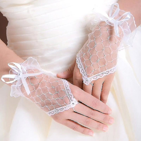 MIMIGO Långa Transparenta Tullehandskar Ultra Tunna Vantar Brud Armbågshandske White