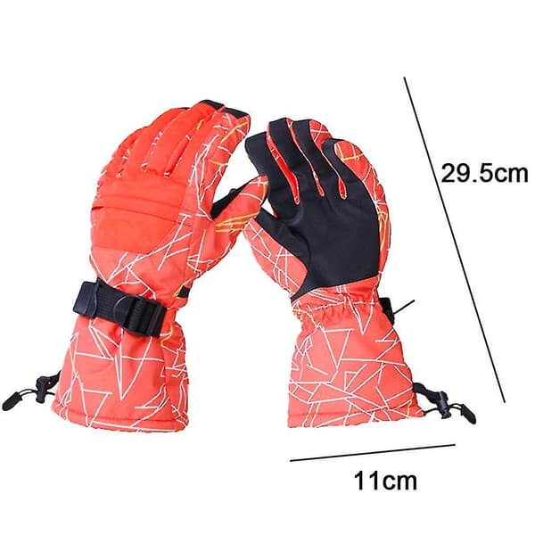 Vattentäta Isolerade Skidhandskar, Snöhandskar för Snowboard, Vinterskidhandskar Orange