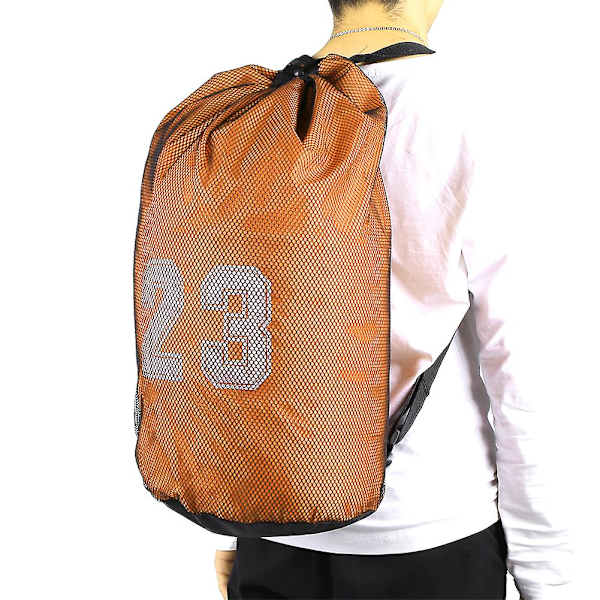 Sport Oxford Tyg Dragsko Väska Träningsryggsäck för Basketboll Fotboll Orange Orange