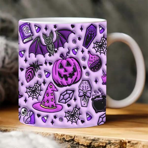 Ny läskig Halloween-kaffemugg Vattenmugg Halloween Pumpa D