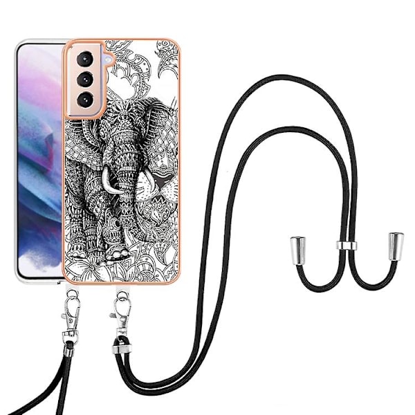 Samsung Galaxy S21+ 5g:lle sähköpinnoitettu, kaksipuolinen Imd-matkapuhelinkotelo, jossa on lariat Totem Elephant