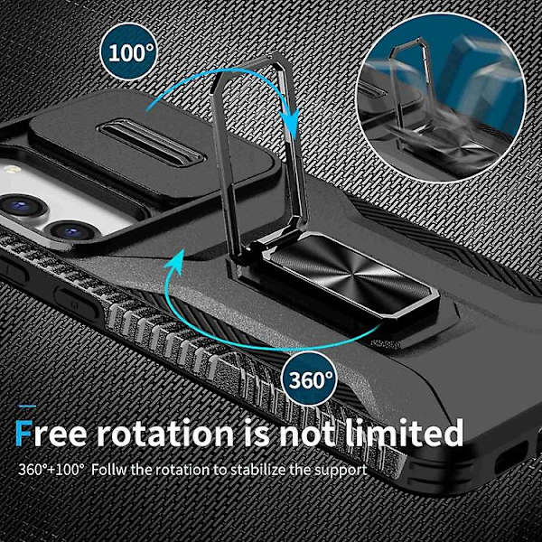 Til Samsung Galaxy S23+ 5g Skydende Camshield Holder Mobiltelefon Etui Black