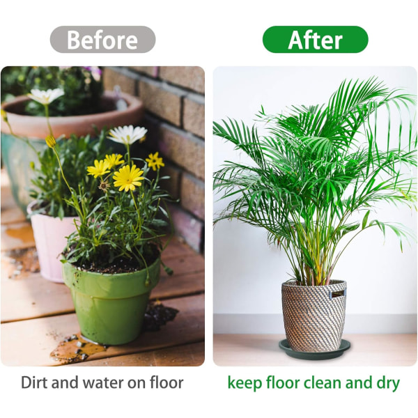 Pak rund grøn planteskål, robuste kraftige drypbakker til indendørs og udendørs planter 6.3 Inch
