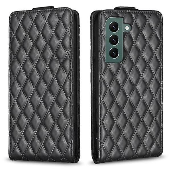 Mobiltelefonskal i läder med vertikalt flipp för Samsung Galaxy S22+ 5g Diamond Lattice Black