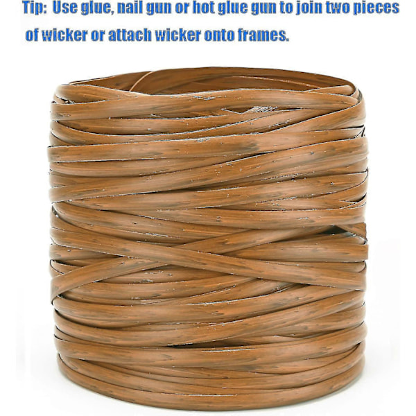 Flet Reparationssæt 37m 120ft Flet Reparationsmaterialer To-tonet Gradient Mørkebrun med Lysebrune Striber Plast Rattan Materiale til Patio Stol Repai Wood Grain