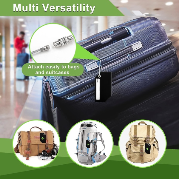 Pakke med 4 bagagemærker med adressemærker, bagagemærker Kuffert med rustfrit stålkabel, bagagemærker til bagage