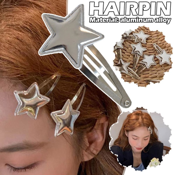 3pcs Hair Clip Star Accessories Hair Clip BB Hairpin Metal Women B