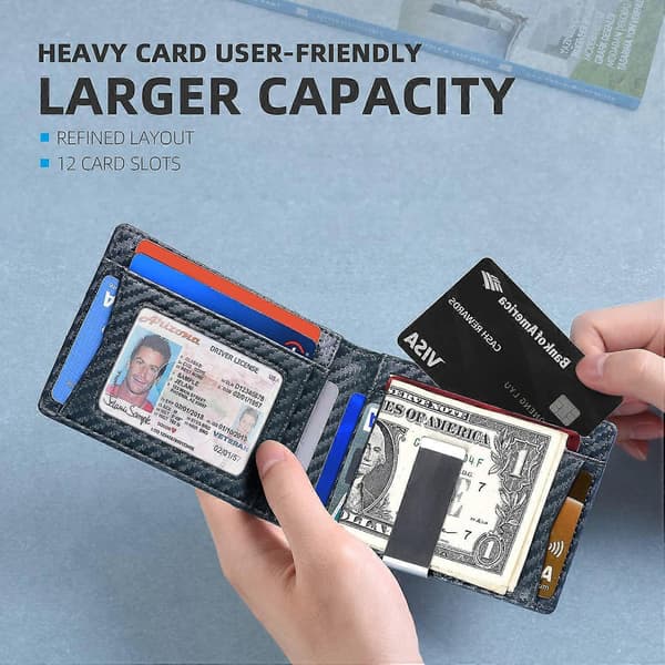Smal Plånbok för Män Minimalistisk Läder Bifold RFID-Blockering
