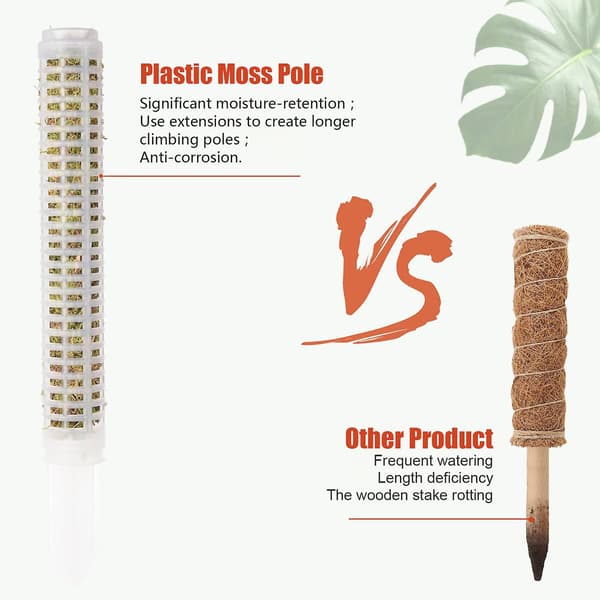 Plastmosspinne för växter Monstera, växtpinnar för klätterväxter, växtstöd för inomhusväxter fungerar med sphagnummossa B