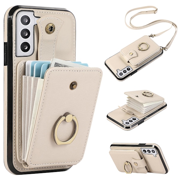 Samsung Galaxy S23+ Fodral Rfid Blockering Mobiltelefon Skal Stativ Tpu+pu Läder Skal Beige