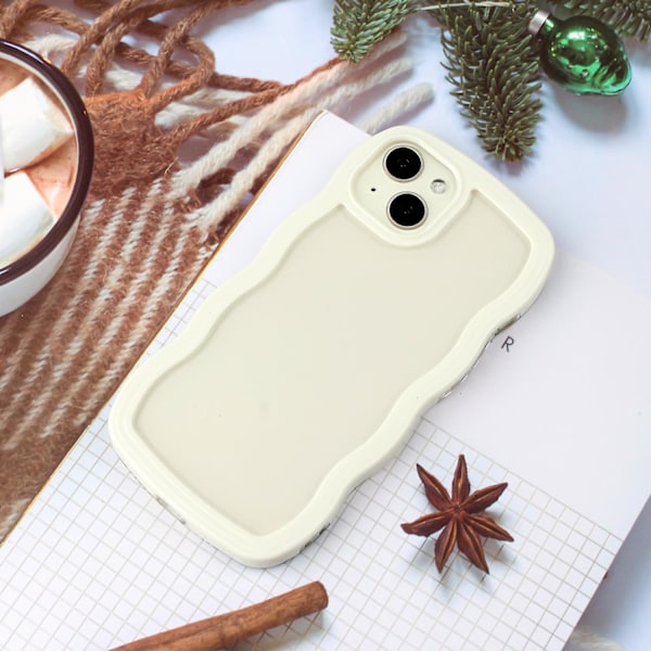 For Iphone 15 Wave Grip Design Telefondeksel Pc + Tpu Beskyttende Gjennomsiktig Deksel White