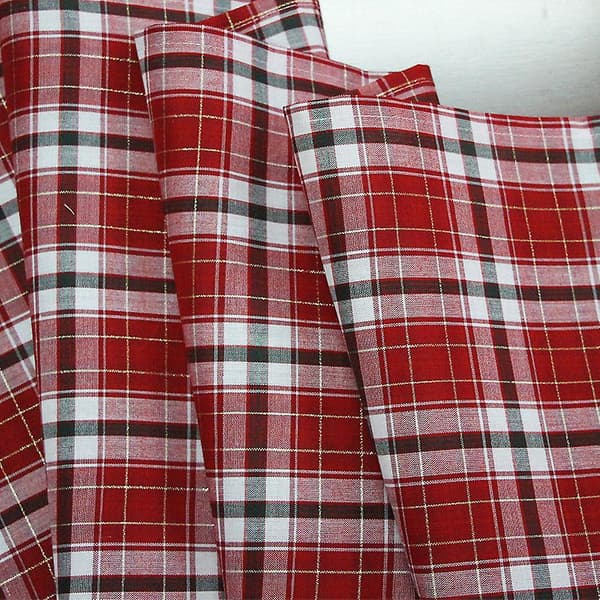 Husbordslinned Dugt med Rød Ternet Mønster - 100% Ren Linned 32x183cm