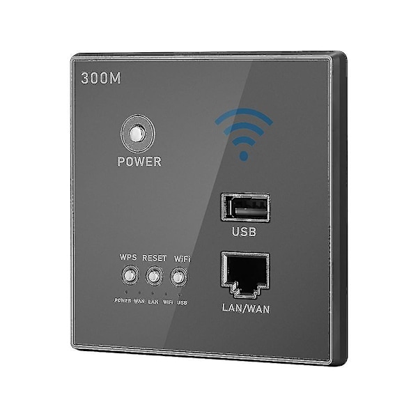 300 Mbps Inbyggd Trådlös Router AP Access Point Wifi Router LAN Nätverksbrytare Wifi AP Router med WPS-kryptering USB-uttag Svart Grey