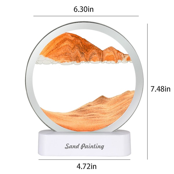 Heminredning 3D Rörlig Sandsandkonst, 7,48 tum 360 Grader Roterande Sandstimmardekoration, Kreativ Sandsandkonst Vätskerörelse Vardagsrum Sovrum Bordlampa Dekoration red