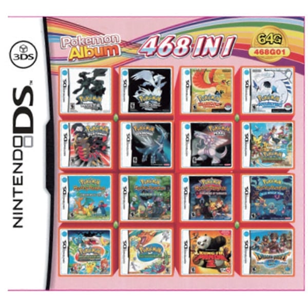 Kompileringsspillkassett for Nintendos DS 3DS 2DS Super Combo Multi Cart 356in1