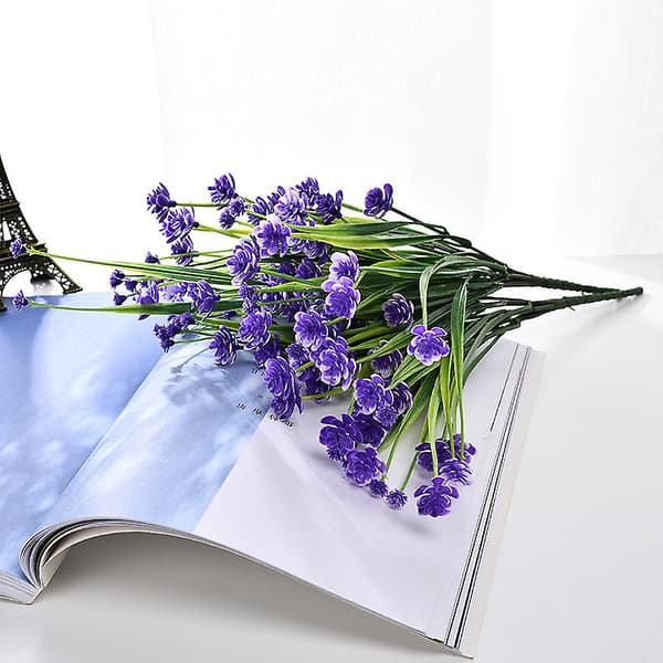Gröna växter heminredning, liten kamelia simuleringsbukett, plastprydnader purple