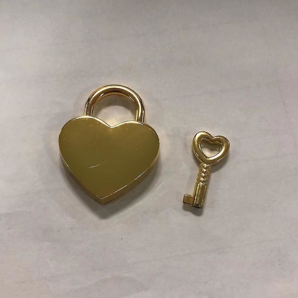 Mini hjerteformet lås med nøgle Unik kærligheds hængelås til jubilæumsbryllup Gold