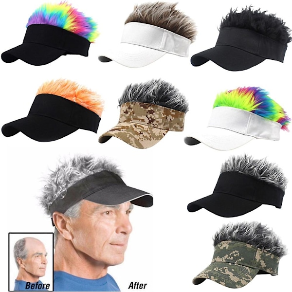 Golf Baseball Cap Med Kunstigt Hår Cap Solskygge Sjovt Toupee Hatte Mænd Spiked Green