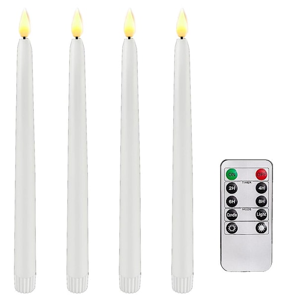 4 stk. fjernbetjente flammefri lysestager, timer batteridrevne LED-spidslys til , bryllupsdekoration